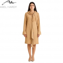 Fashionable and comfortable  mini dress fine soft knitt in toffee vegan cashmere
