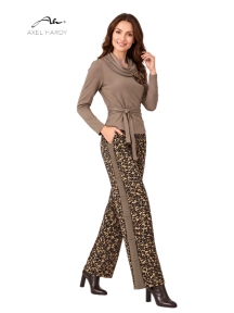 Leopard-Print Trousers with Knit Side Panel