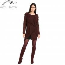 Fashionable  soft knited warm cardigan in bordo  patchwork